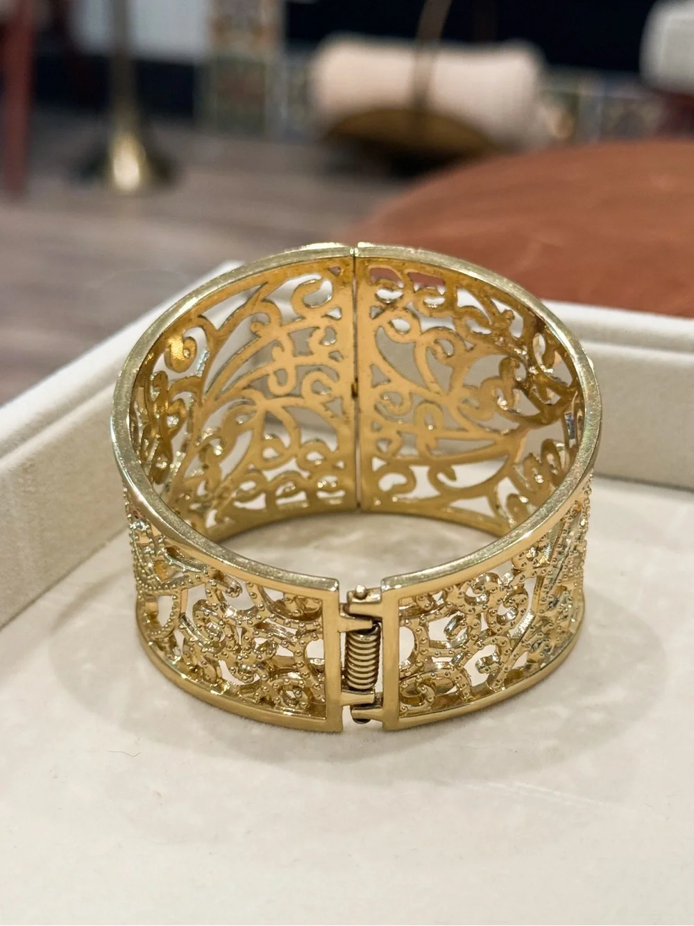 Express Gold-Tone Filigree Wide Cuff Bracelet Y2K Statement